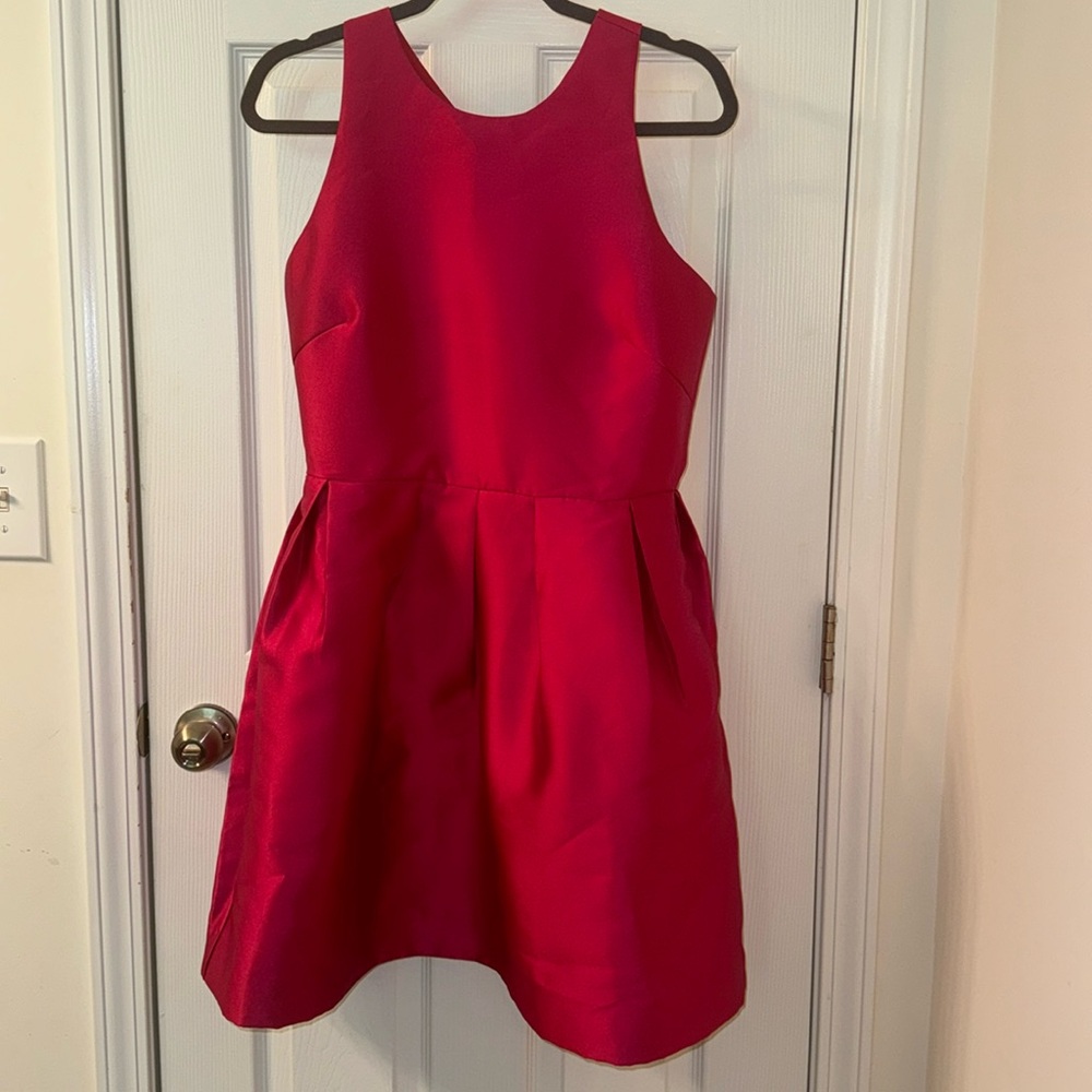 Fuchsia High Neck Halter-back Cocktail Dress with Bow